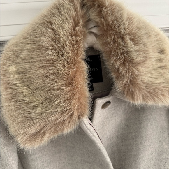 Talbots Gray Coat with Faux Fur Collar (removable) - Picture 3 of 4